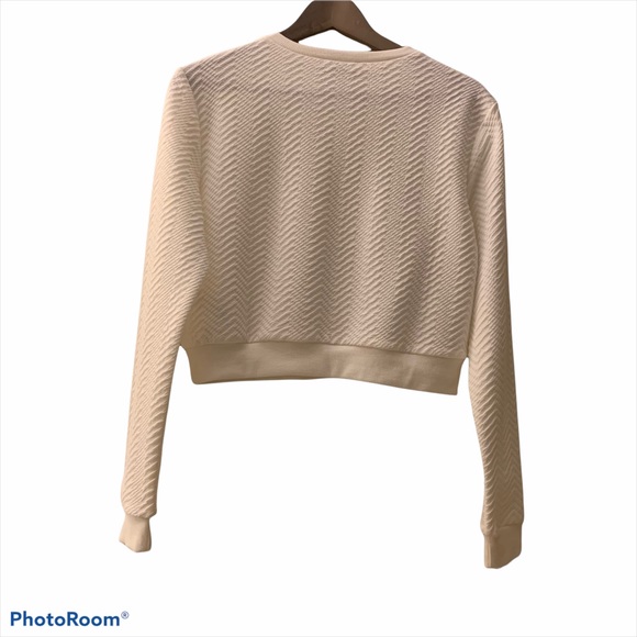 NEW Forever 21 Chevron cream crop sweater SIZE M NWT - Picture 2 of 10